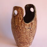 Freeform open worked vase by "Les potiers d'Accolay", France 1970s.