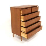 Scandinavian "tallboy" chest of drawers in teak, Sweden, 1950