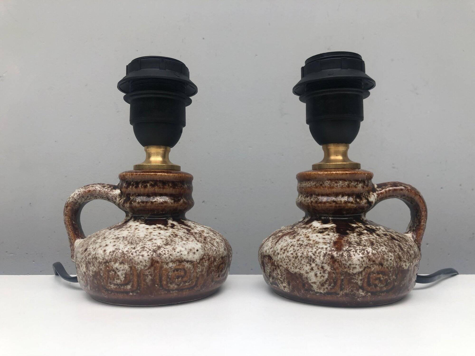 pair of ceramic bedside lamps "Fat-Lava", origin West Germany