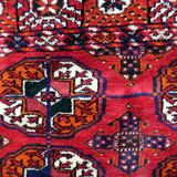 Tapis Vintage Tekke Turkmène Fait Main en Laine – Années 1960 – 126 x 188