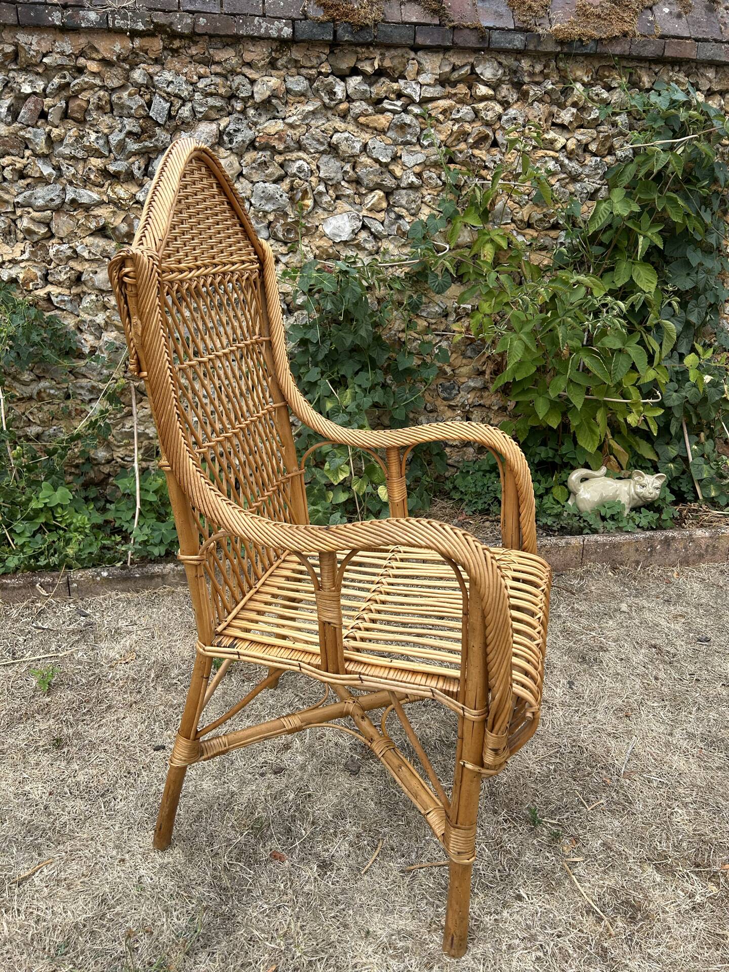 Antique rattan armchair