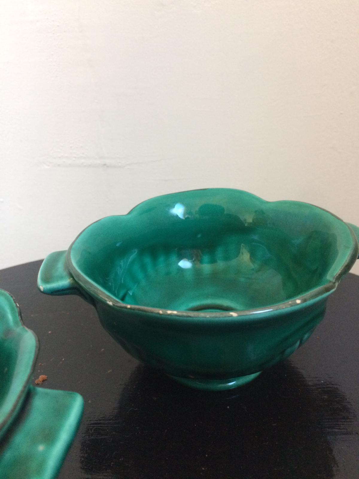 Pair of enamelled ceramic Vallauris cups