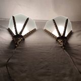 Par de apliques de bronce. España, 1980s.