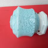 Plafonnier en verre de Clichy bleu moucheté