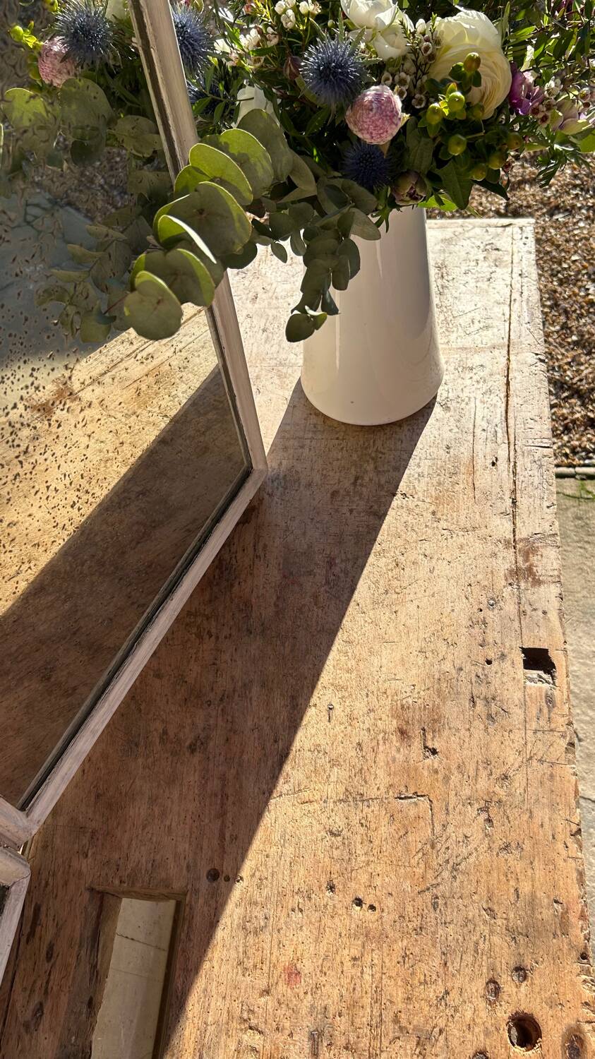 Large raw solid wood workbench