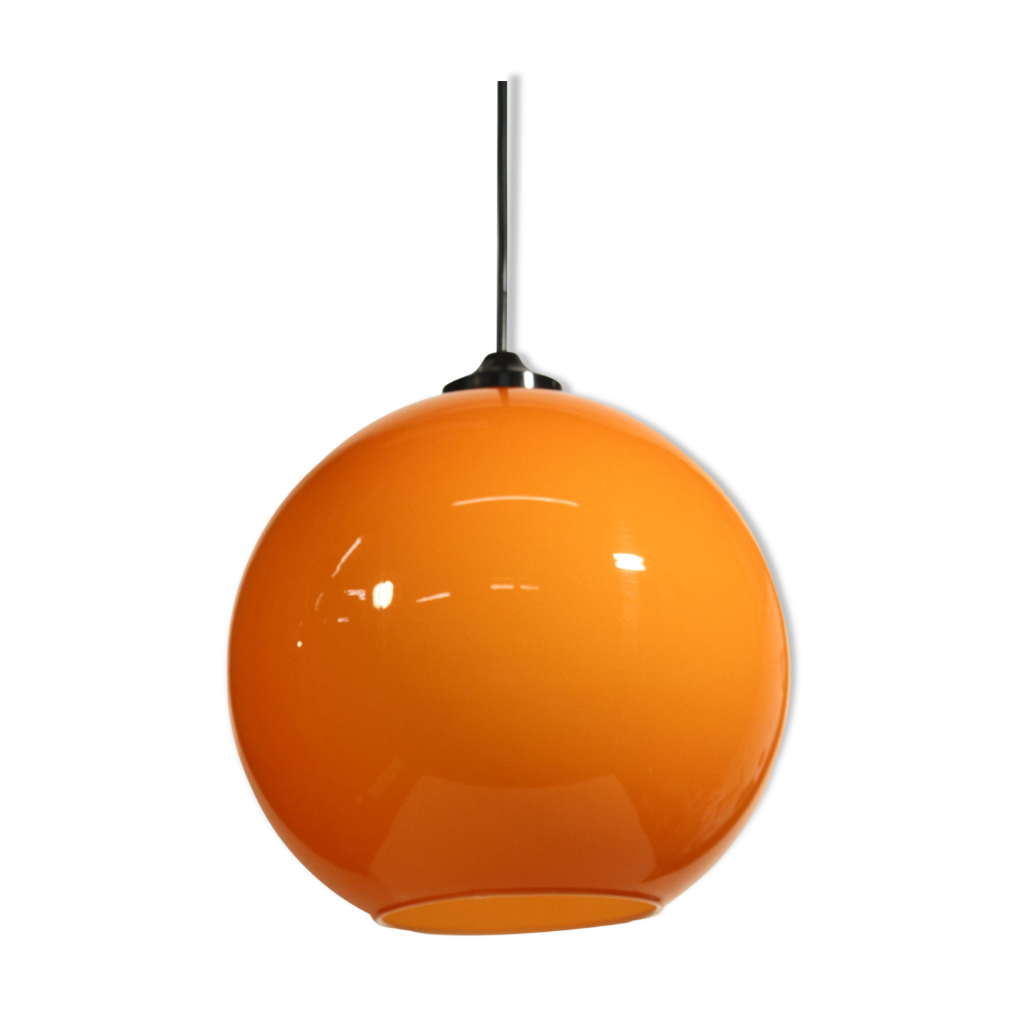 Vintage opaline orange pendant lamp Space Age