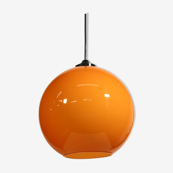Vintage opaline orange pendant lamp Space Age