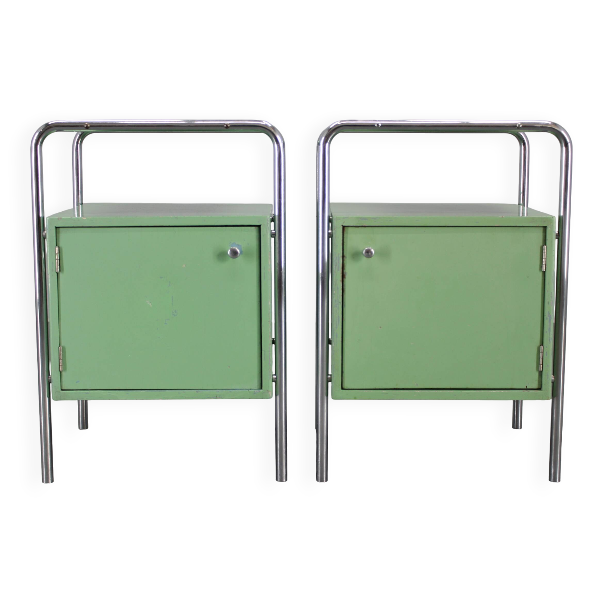 Pair of Bauhaus bedside tables, 1930, Czechoslovakia