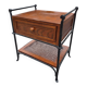 Vintage bedside table in solid oak and wrought iron.