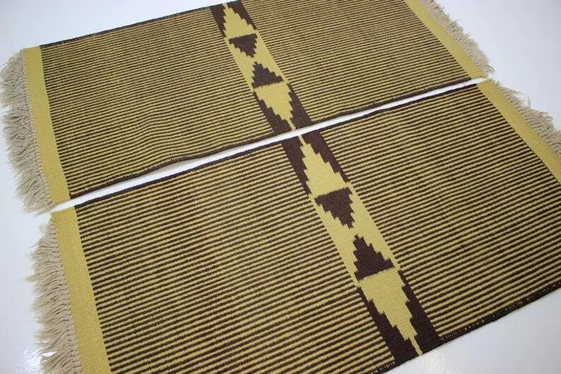 Pair of Small Midcentury Geometric Kilim Carpets, 1960s