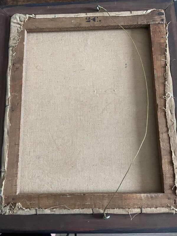 peinture à l'huile et au couteau sur toile montée sur châssis.Vintage