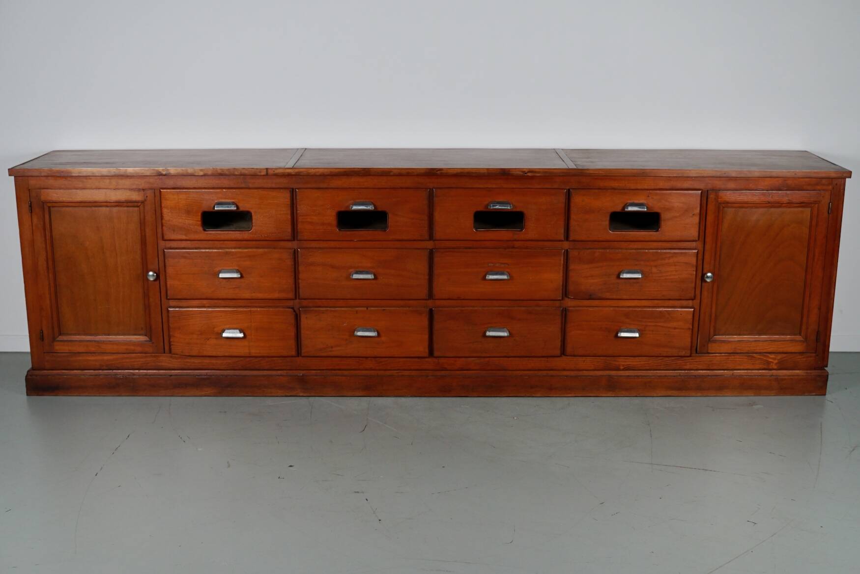 large vintage french oak haberdashery cabinet or shop counter, 1950s
