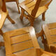 series of 6 brutalist chairs in blond oak, 1970