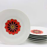 Massé Surget, design Jacques-André Souchet. 6 Dessert plates.