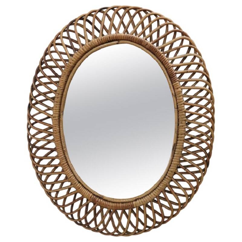 1960s Italian design bamboo mirror