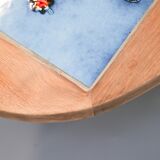 Oak and tile coffee table by Guillerme et Chambron for Votre Maison, 1970s.