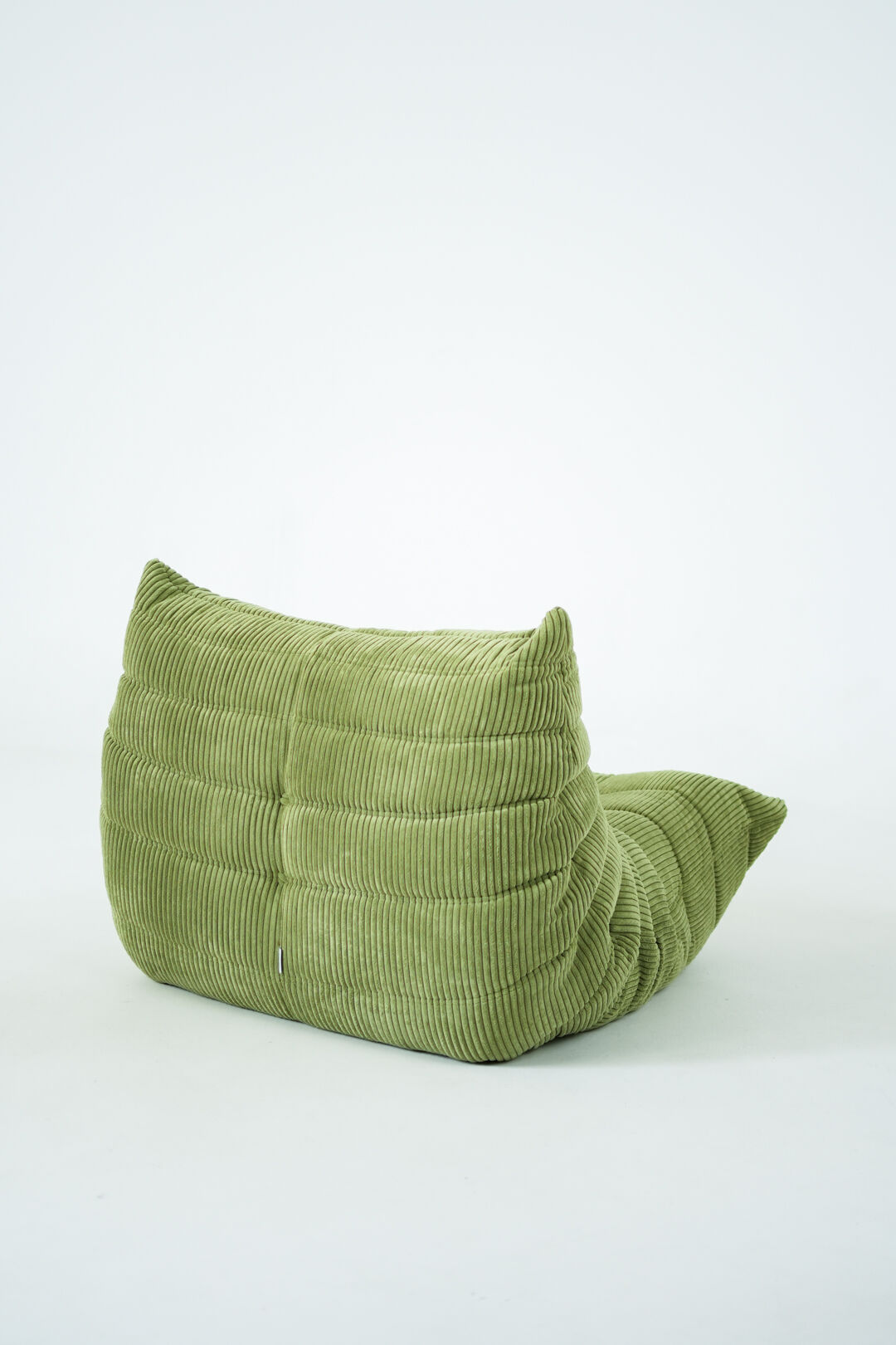 Togo Armchair and Pouf in Fresh green Corduroy