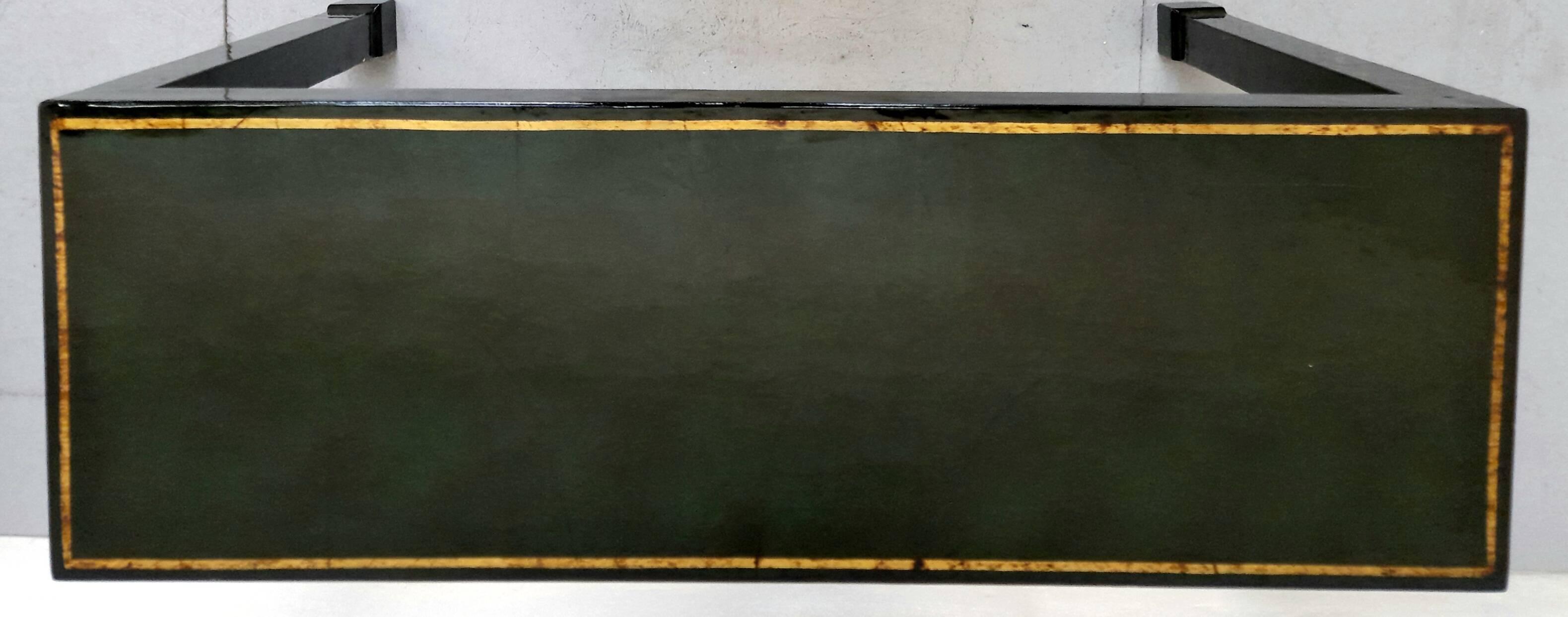 Console table in green lacquer 6 French work from the 70s in the style of Maison Jansen