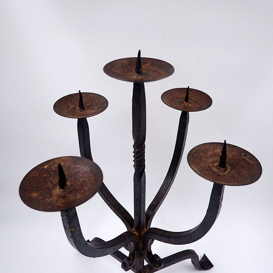 Vintage 5-arm wrought iron candle holder - 1970s
