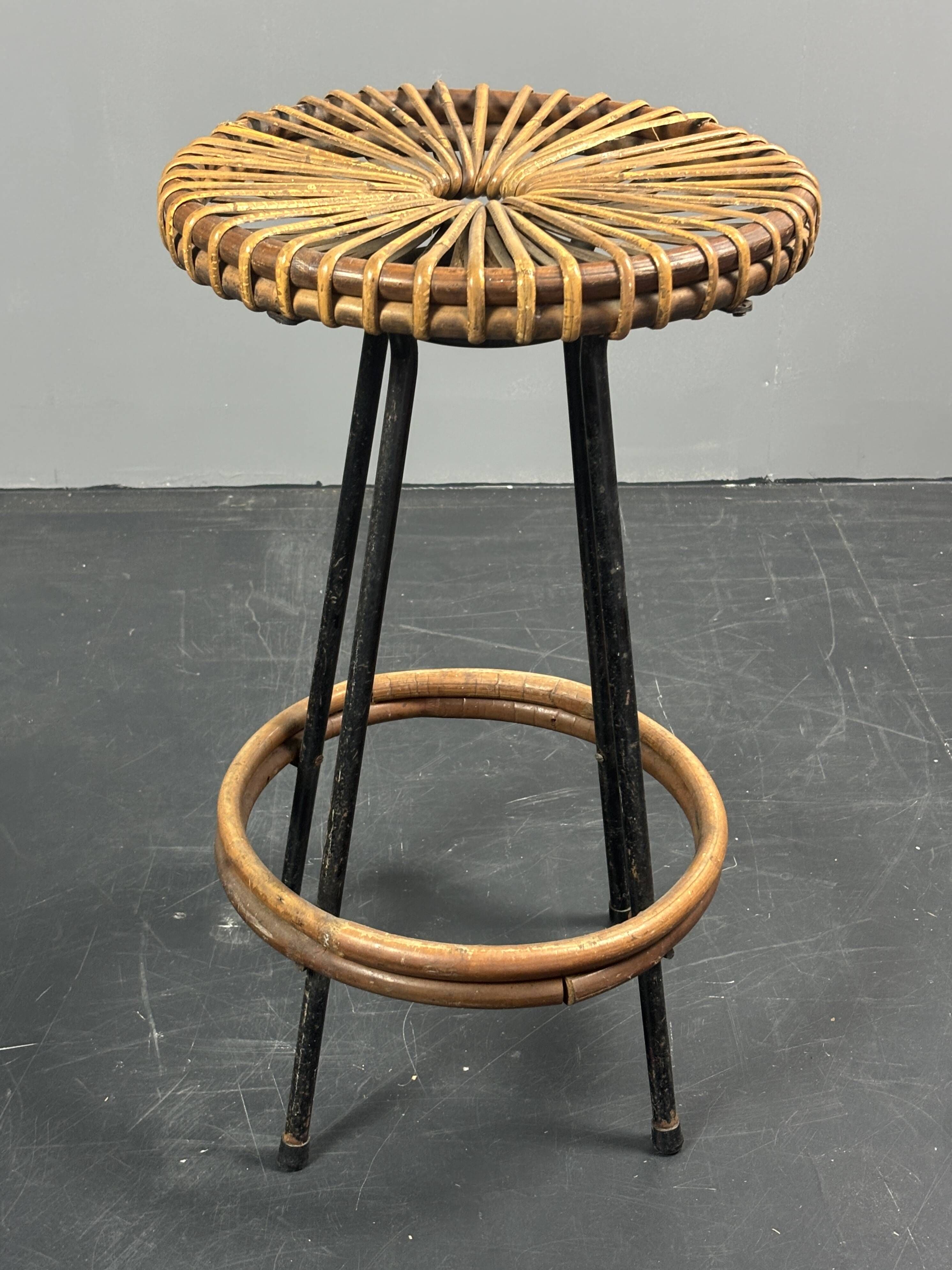 Midcentury Dutch rattan bamboo bar stools by Rohé Noordwolde, 1950s