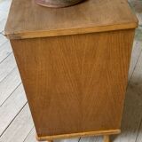 Vintage oak and rattan chest of drawers