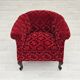 1950s, pair of two Danish lounge chairs, red cotton/wool fabric, beech wood.