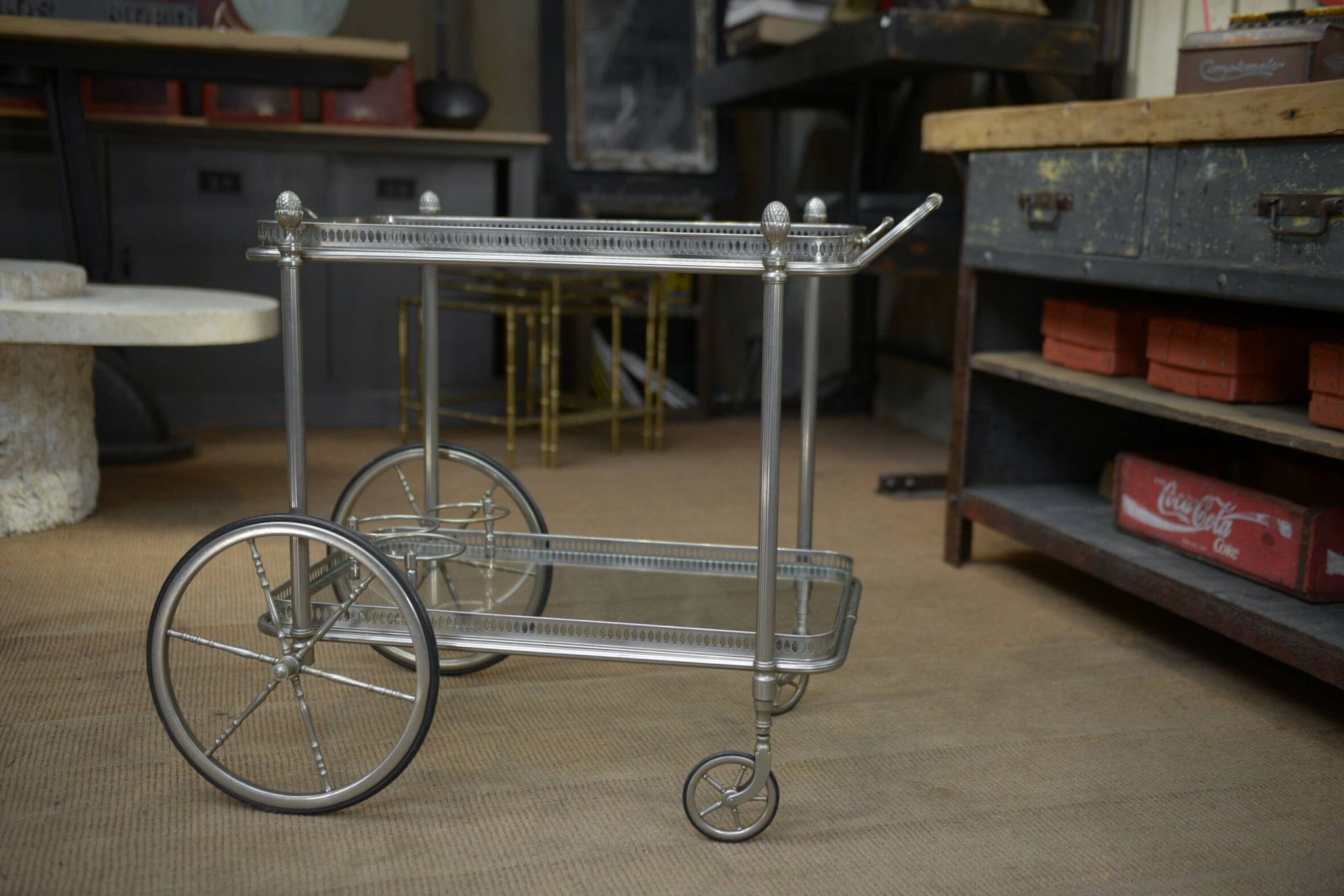 metal drinks trolley, France, 1960