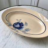 oval dish blue flowers Saint-Amand 30s-40s