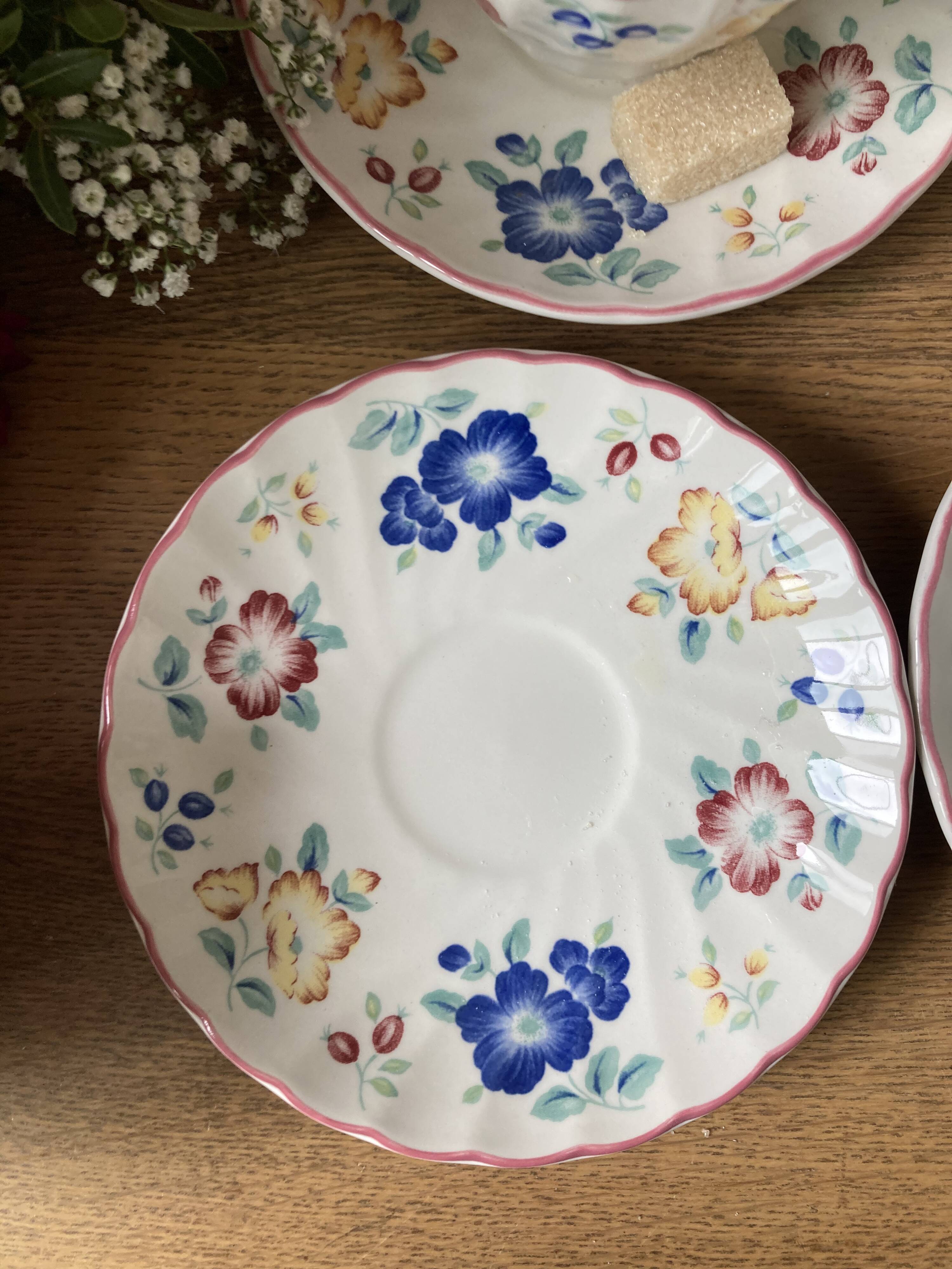 English flower porcelain tea service 6 people