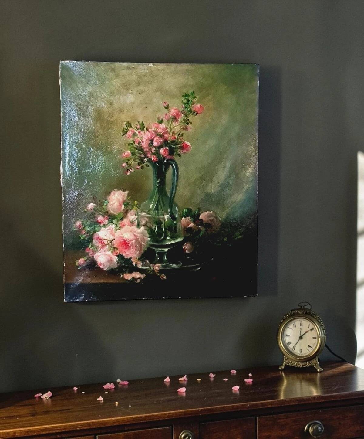 Old HST Still Life with Roses circa 1900 signed Martih 65x54 cm D151