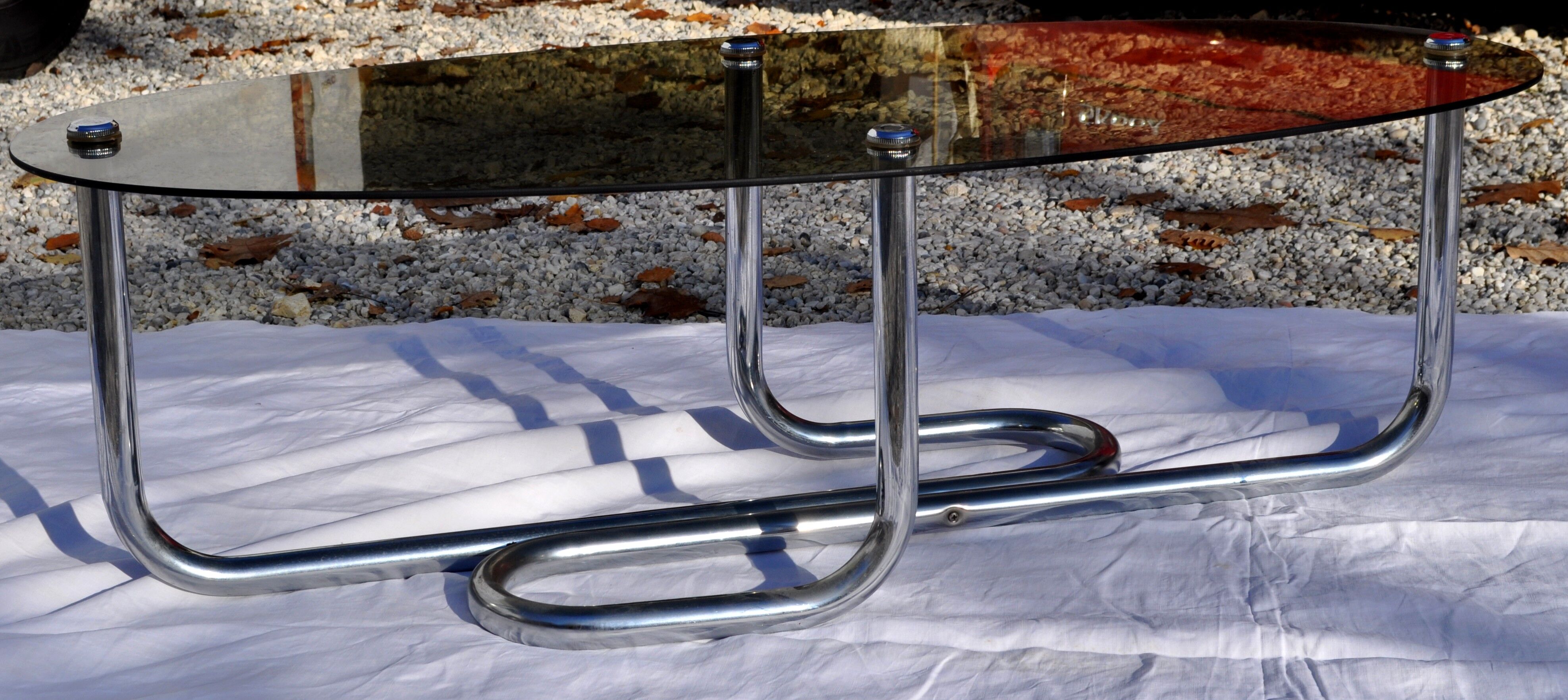 Table 70s glass/chrome