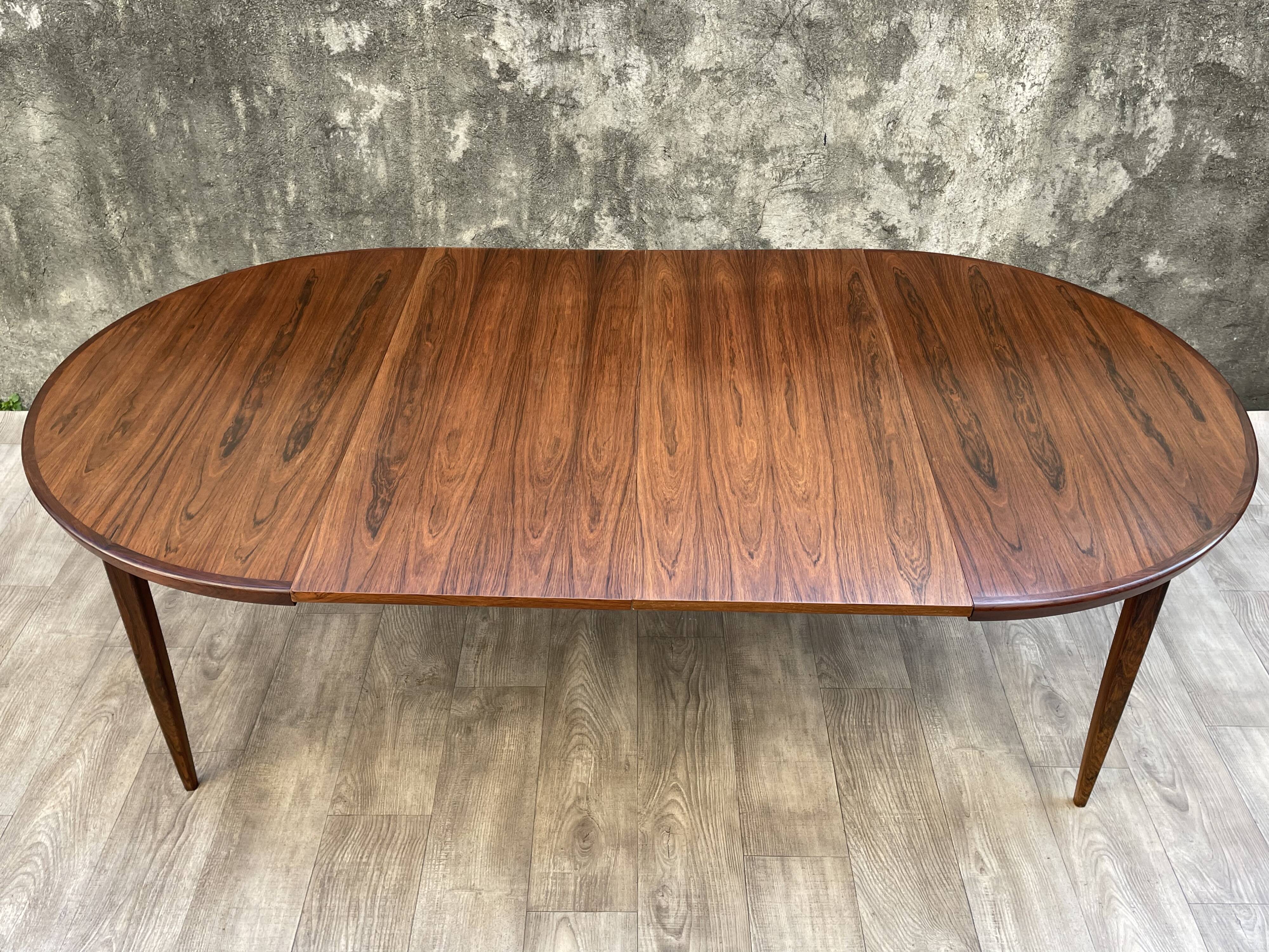 Table scandinave extensible en palissandre, 1960s