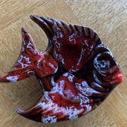 Dish fish shape glazed ceramic vintage slurry