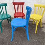 Set of 4 multicolored bistro chairs