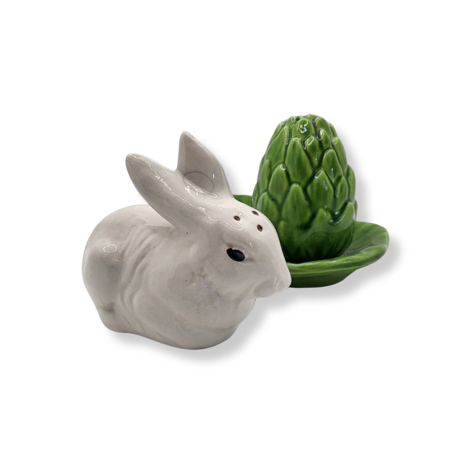 Salt & pepper shakers – Rabbit and cabbage leaf