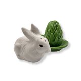 Salt & pepper shakers – Rabbit and cabbage leaf