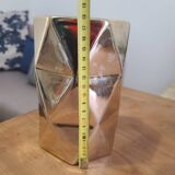 Golden vase in hexagonal shape with faceting, very designer, modern and elegant