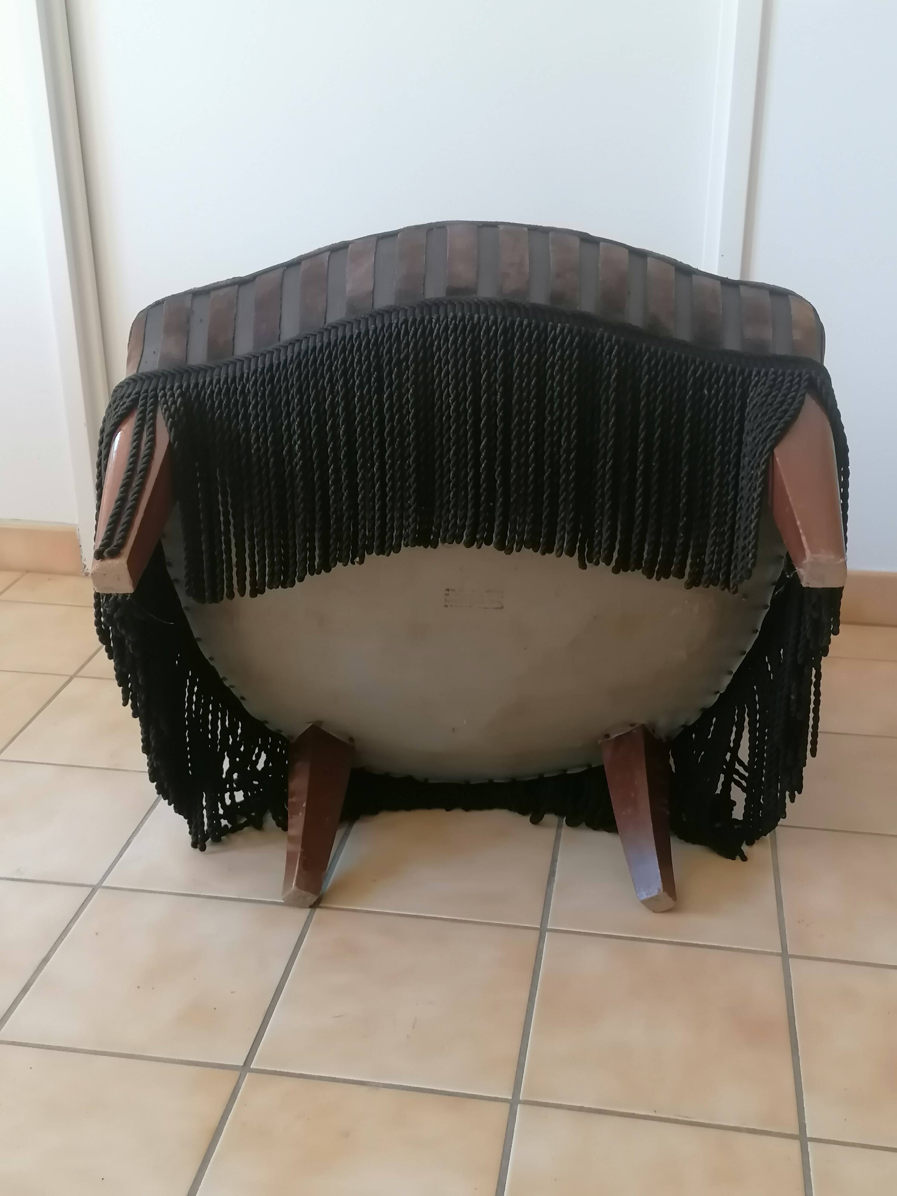 Striped black velvet armchair creation Paris