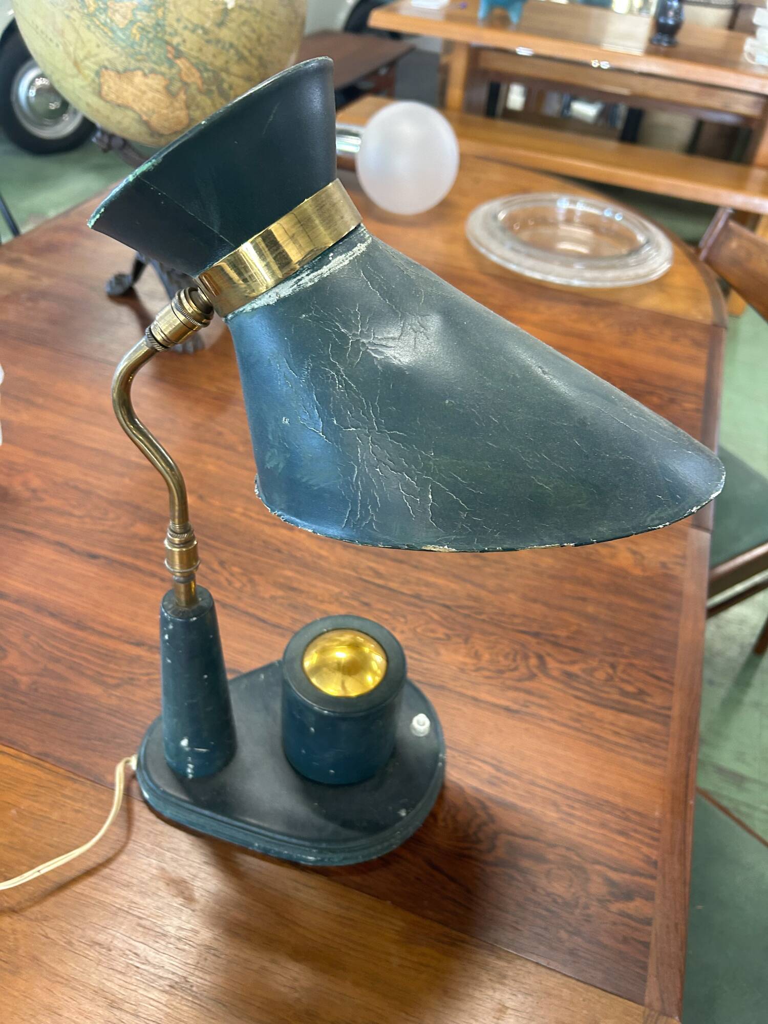Leather table lamp Jacques Adnet