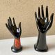 Vase ring pair of hand black ceramic vintage 80s