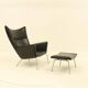 Wing chair & matching ottoman – CH445 & CH446 – by Hans Wegner