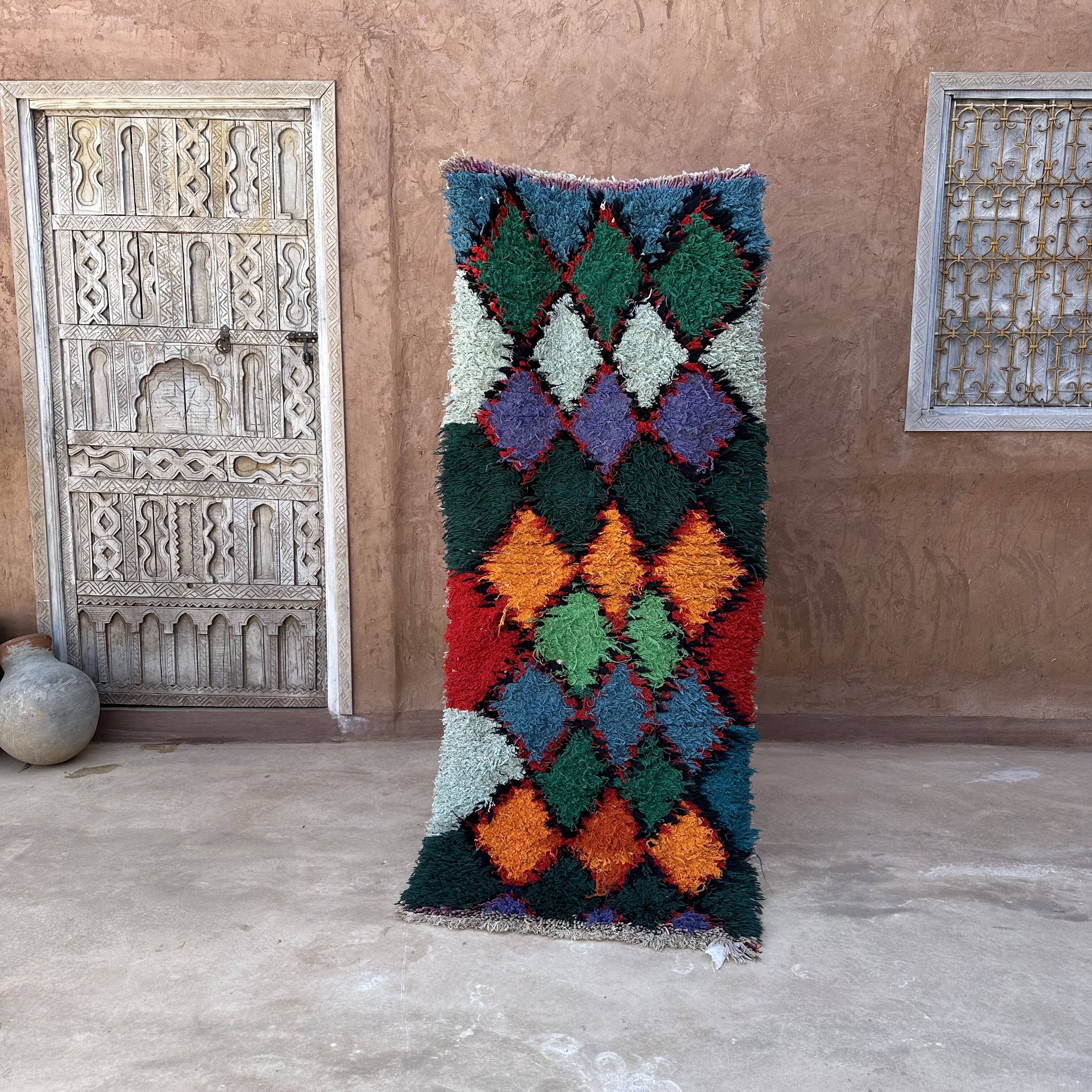 Moroccan carpet azilal colorful - 78 x 180 cm