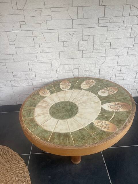 Ceramic coffee table signed Barrois Barrois (Vallauris)