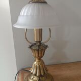 Vintage lamp in metal with brass finish and frosted opaline glass – 2 available