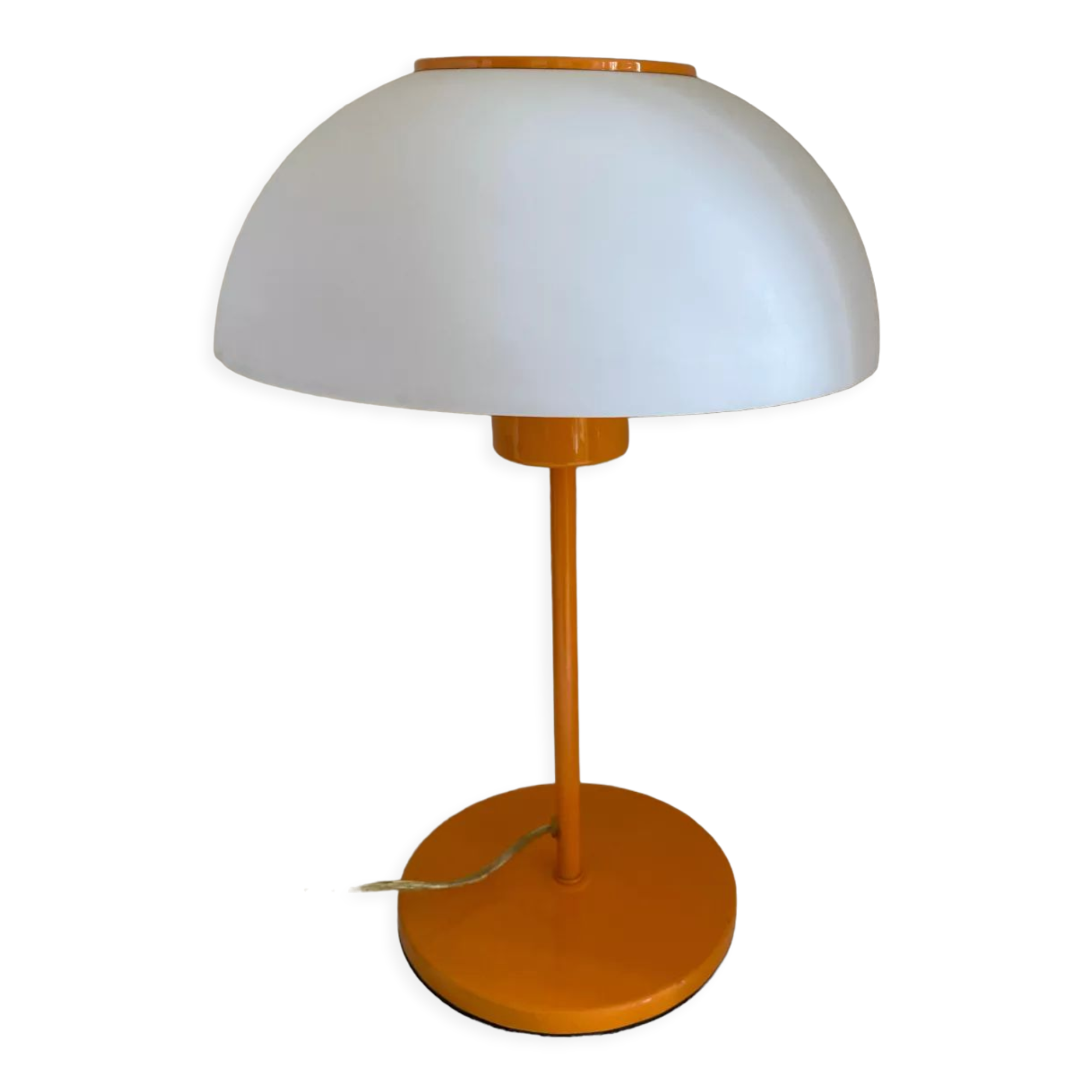 Mushroom lamp vintage metal lacquered orange and plastic