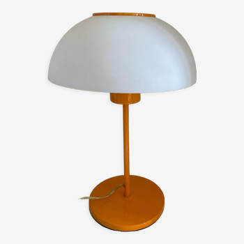 Lampe champignon vintage métal laqué orange et plastique