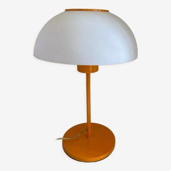 Mushroom lamp vintage metal lacquered orange and plastic