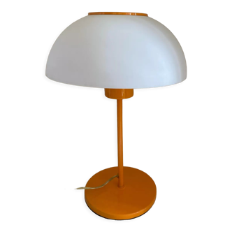 Mushroom lamp vintage metal lacquered orange and plastic