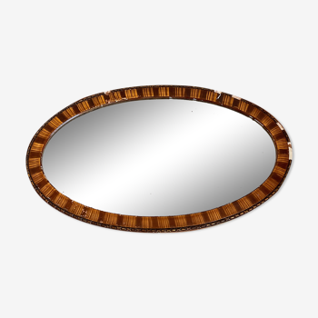 Miroir oval ancien biseauté