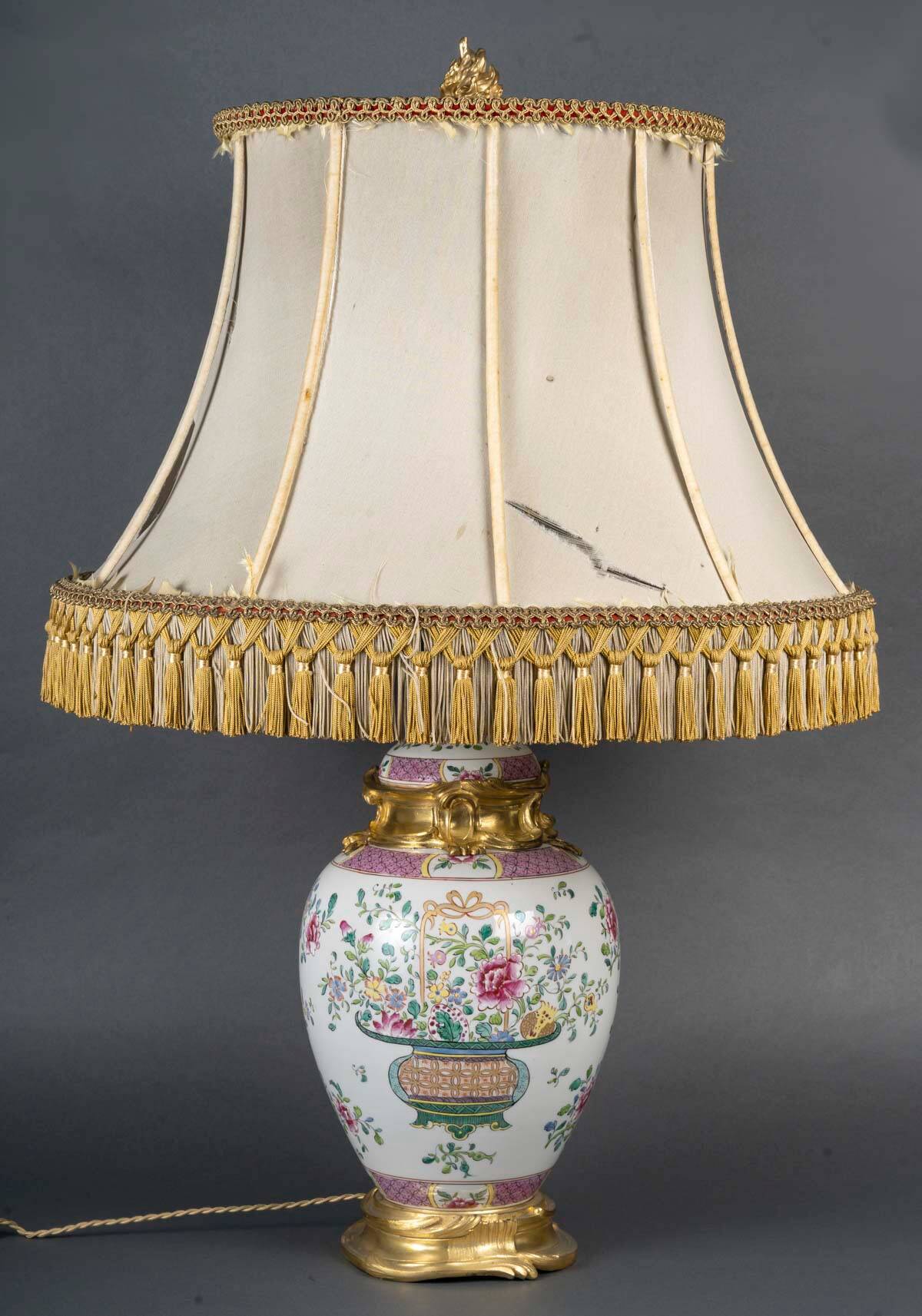 Porcelain Lamp by Samson, Famille Rose Style, 19th Century
